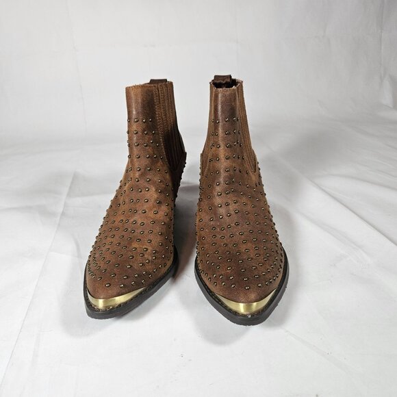 Very Volatile Los Angeles Brown Studded Booties Women's Size 10 Western - Picture 4 of 12